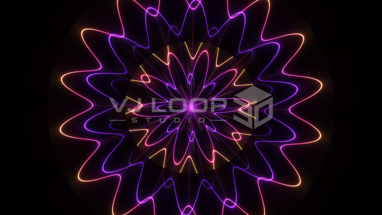 Neon Mandala rendered in VJ Loop Studio 3D